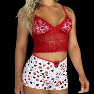 Red, White, & Black Heart Cami Set